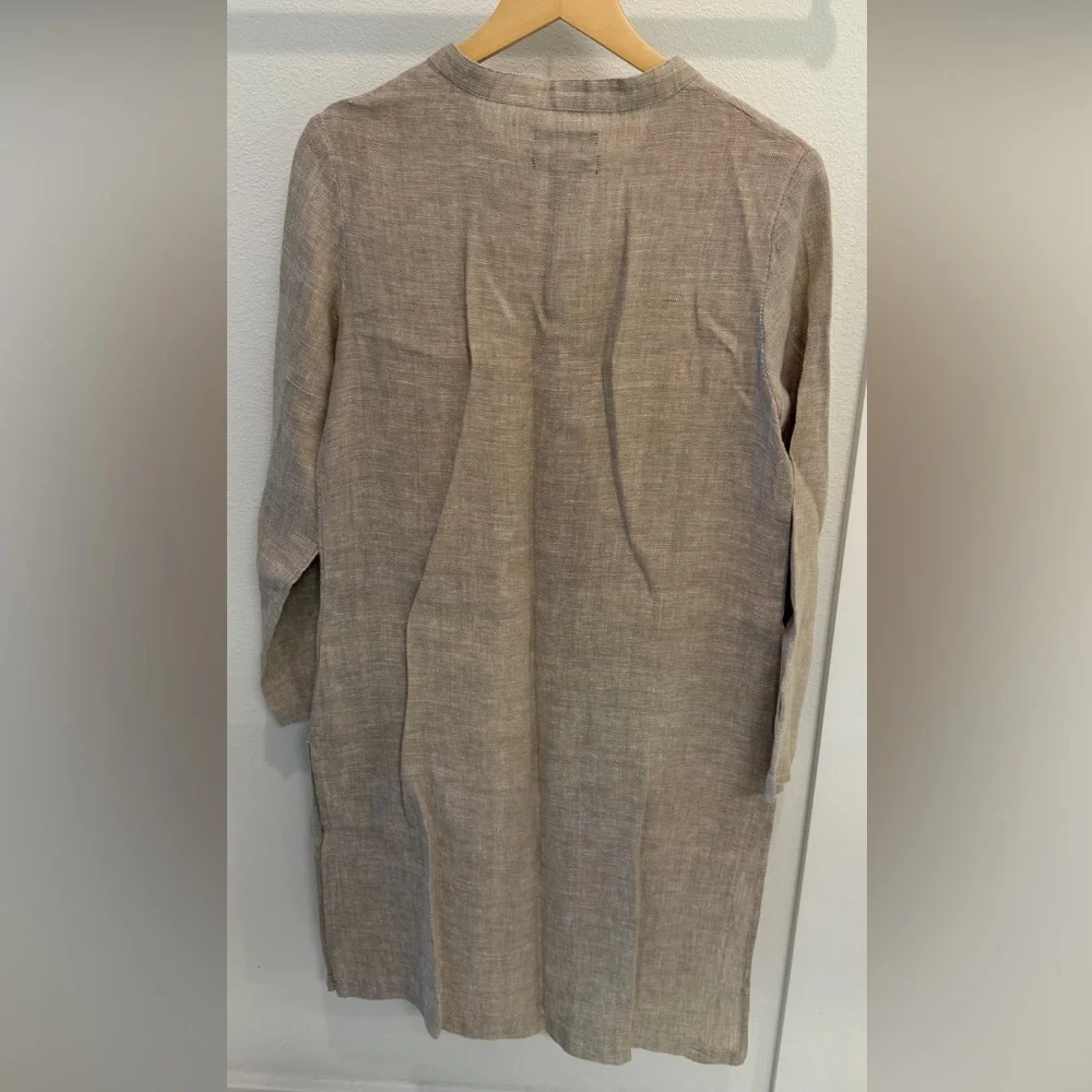 NWOT - Tahari Tan Linen Button Down Midi Dress/Duster - Picture 4 of 10